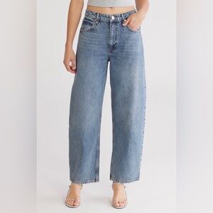 Frame Long Barrel Denim Wide-Leg High-Rise Jeans — Light Blue Wash